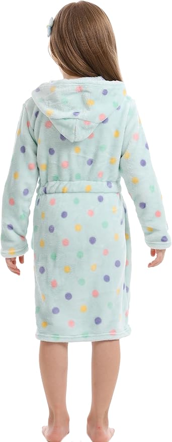 Toddler Robes Cute Pattern Bathrobe Unisex Kids Robe Baby Flannel Hoodie Pajamas Sleepwear
