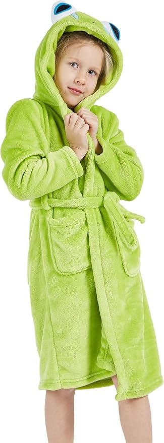 DELEY Girl's Robe Baby Boys Hoodie Robes Toddler Bathrobes for Kids Pajamas Sleepwear