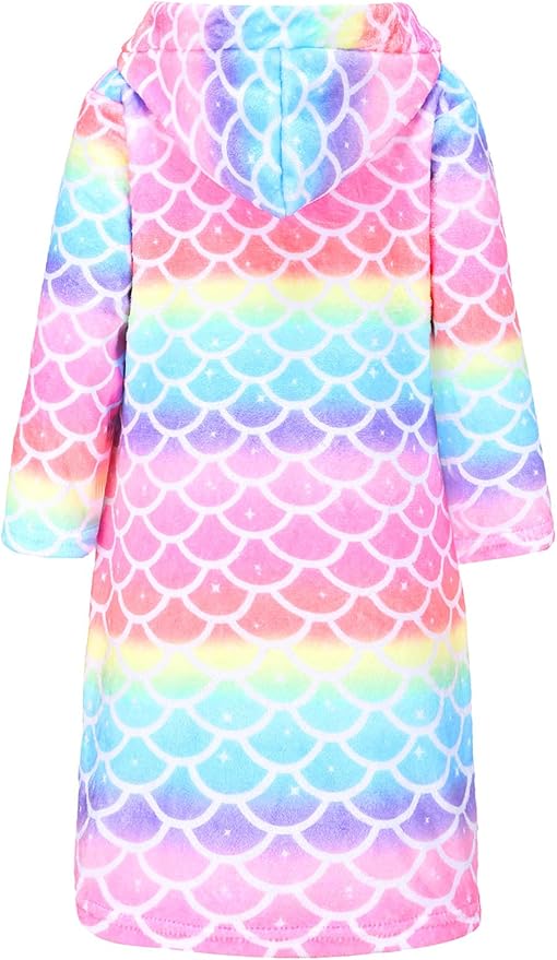 QPANCY Girls Robe Kids Bathrobes Soft Plush Fleece Pajamas Sleepwear