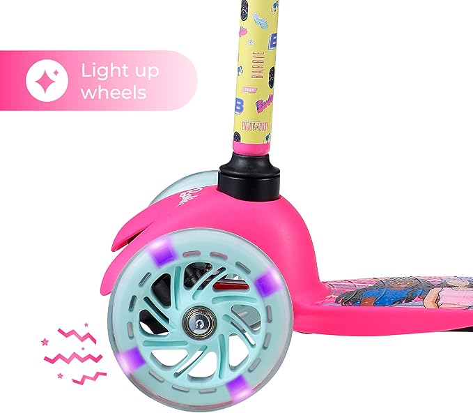 Self Balancing Kick Scooter with Light Up Wheels, Extra Wide Deck, 3 Wheel Platform, Foot Activated Brake, 75 lbs Limit, Kids & Toddlers Girls or Boys, for Ages 3 and Up