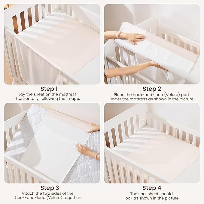 THXSILK 100% 7A+ Grade Mulberry Silk Bassinet Sleeve Baby Boy Girl for Standard Cradle Mattress, Soft and Breathable for Toddler Hair Protection 22inch*20.5inch, Pearl White