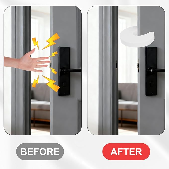 Door Pinch Guard, 4 Pack Door Slam Stopper Door Finger Pinch Guard Soft Thick Foam Door Stopper, Prevent Finger Pinch Injuries, Slamming Doors, Keep Pets from Getting Locked in (White)