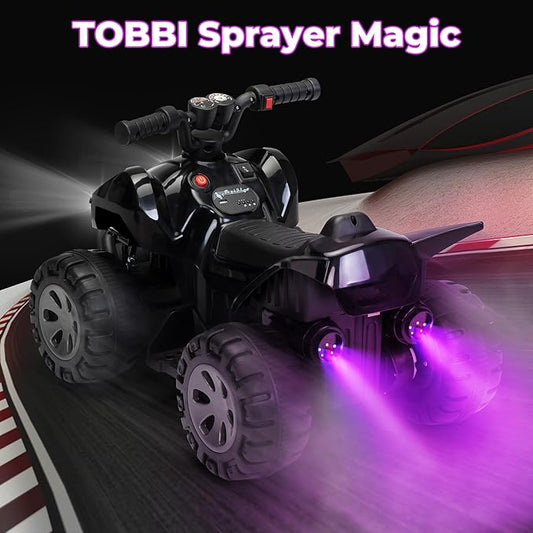 TOBBI Ride On Toy for Toddler, Kids Quad 4 Wheeler with Cool Spraying System, Power-Wheel ATV Driving Play Car Electric Ride Vehicles with Music Player for Toddlers Kids Children Aged 1-3