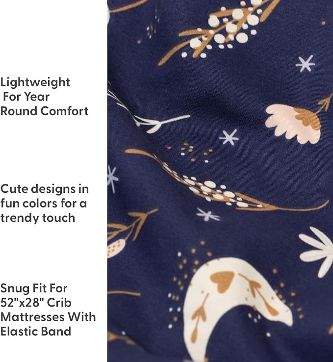 The Peanutshell 4-Pack Fitted Crib Sheet Set - Super Soft & Breathable Baby Girl Crib Sheets, Nursery Decor, Fit for Standard Mattress Cover- Lunar Love