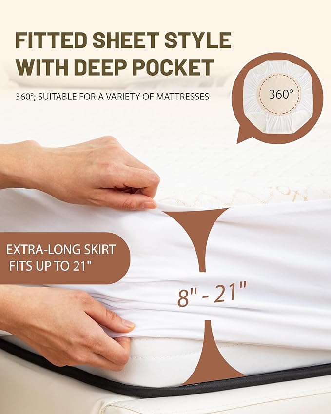 Organic Cotton Mattress Protector 100% Waterproof Mattress Protectors Noiseless 3D Air Fabric Mattress Cover Breathable Protectors Bed Cover Washable with Deep Pocket King 78"X80"