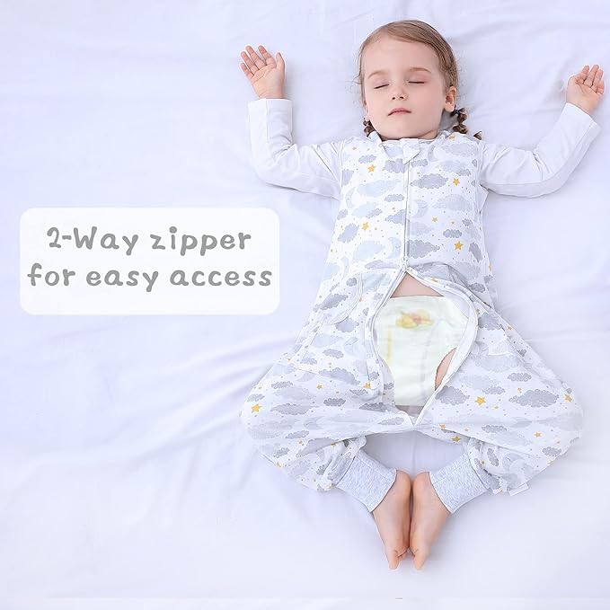 Toddler Sleeping Sack, Toddler Sleep Sack with Feet, Walker wearable blanket, Sleep Sack with Legs,0.5Tog（Moon 9M-2T）