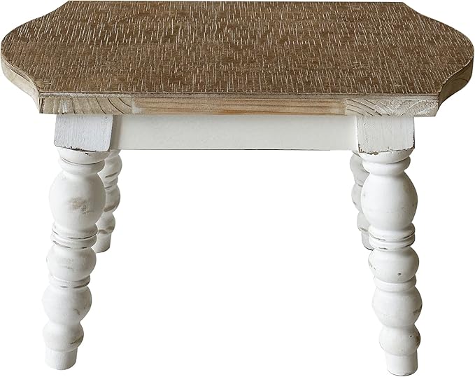 dwellington Wooden Bathroom Farmhouse Step Stool, Wood Foot Stool for Adults Kids, Bedside Step Plant Stand for Kitchen