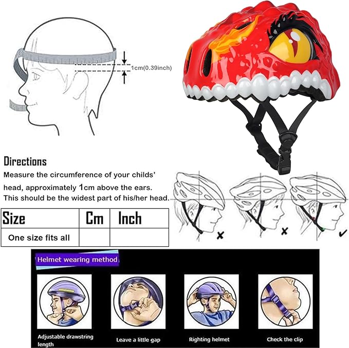 Toddler Kids Bike Helmet,3D Dinosaur Helmets for Boys Girls Infant/Baby to Children 1/2/3/4/5/6/7/8 Years Old Lightweight Adjustable Multi-Sports Bicycle Scooter Skateboard Skating Cycling