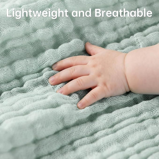Organic Muslin Baby Washcloths 6 Pack Baby Bath Face Towel 12x12 Inch Extra Absorbent and Soft Burp Cloth and Wash Cloths for Newborn-Infants On Sensitive Skin (White Blue Green)