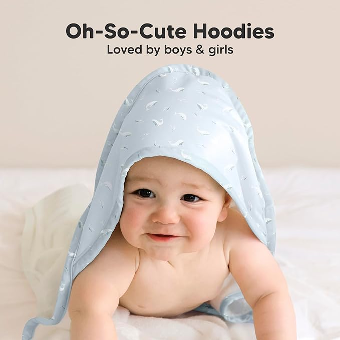 KeaBabies Hooded Baby Towel for Newborn - Viscose Derived from Bamboo Large Baby Bath Towels with Hood for Boys, Girls, Toddler, Extra Absorbent & Soft Newborn Bath Essentials (Lunaris, Regular)