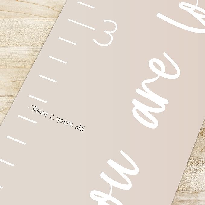 Morxy Canvas Growth Chart for Kids - Unisex Kids Room Wall Decor - Measuring Height Chart- Wall Tape with Height Chart for Kids (Canvas, Loved Beyond Measure -Beige)