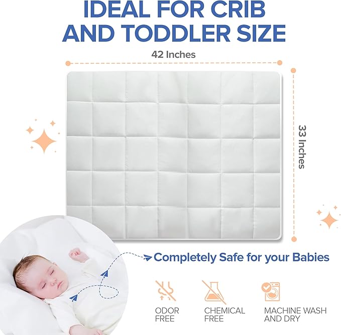 Continental Bedding Toddler Comforter, Microfiber Duvet Insert, Sleep Blanket with Cotton Shell, Fits Standard Crib, Toddler Bed, 39x47 Inches, White