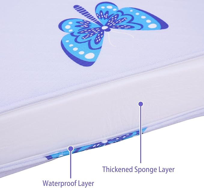 Viviland 38" x 26" Toddler Mattress, Premium Baby Mattresses Soft Pack n Play Mattress for Pack & Play- Butterfly