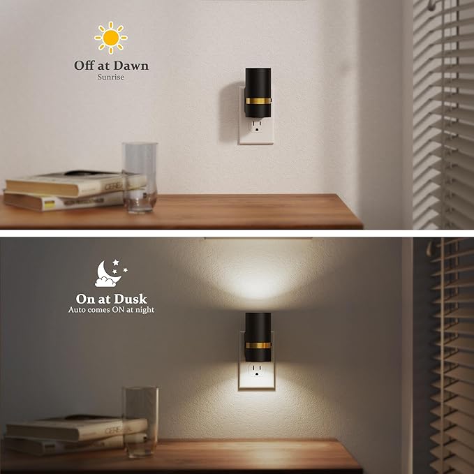 JandCase Night Lights Plug into Wall, Automatic Night Light with Dusk to Dawn, 2 Pack 0-100LM Dimmable Plug in LED Nightlight 5000K Daylight for Bedroom, Hallway, Stairs