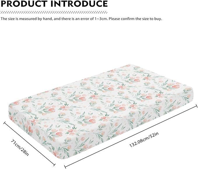 Floral Botanical Pattern Fitted Crib Sheet Pink Flower Baby Crib Sheet Fit Standard Crib and Toddler Mattress,Crib Mattress Sheets for Boys Girls 28"x52"
