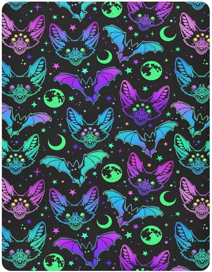 Halloween Bats Crib Sheets Soft Breathable Fitted Baby Crib Sheets Mattress Cover for Girl Boys, 52" x 28" x 9"