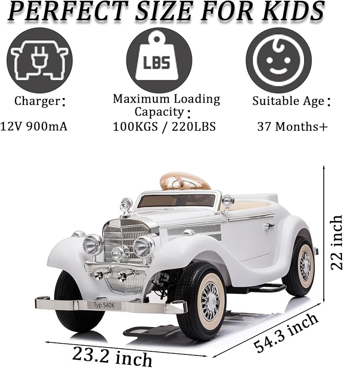 Electric Car for Kids, 12V Ride on Toys Licensed Mercedes Benz, Power Vehicles Wheels Parent-Child Max Load 220Ibs with Parent Remote LED Headlights