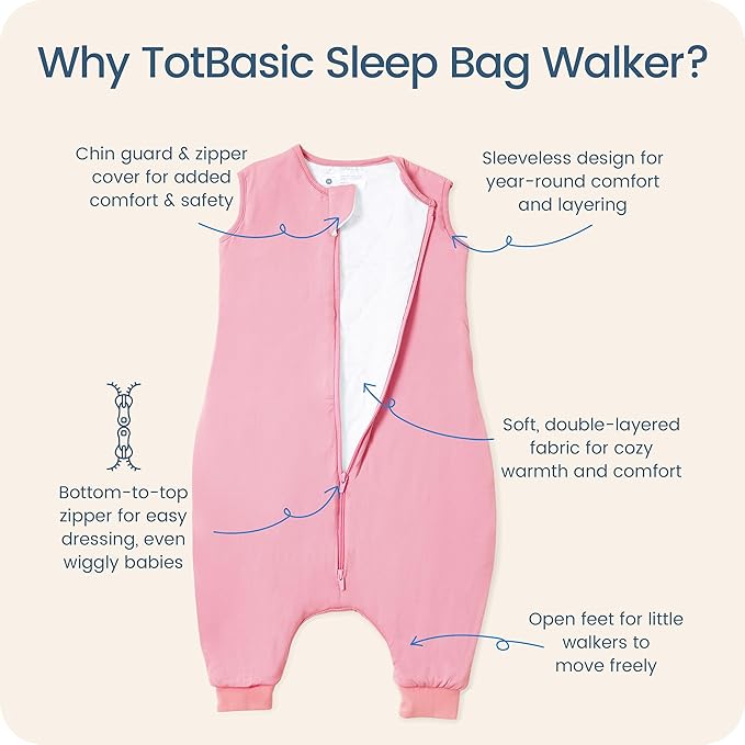Toddler Sleep Sack with Feet, 1.0 TOG Baby Sleeping Bag with Legs, Oversized Wearable Blanket for 2T, 3T, 4T Walkers