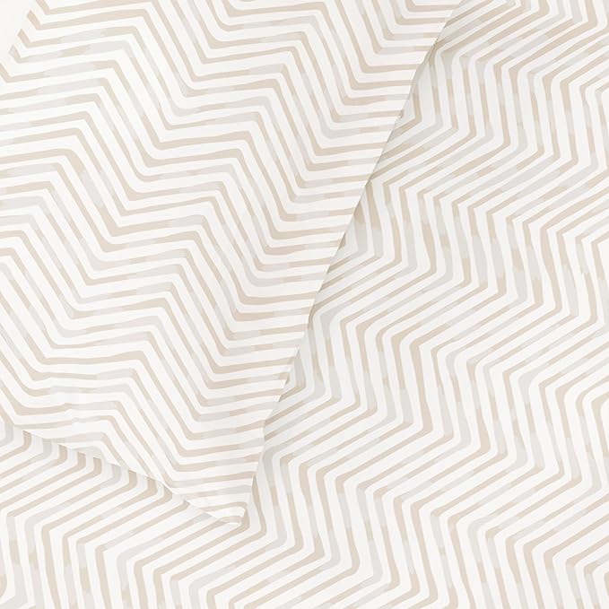 MakeMake Organics Organic Queen Fitted Sheet Set GOTS Certified Organic Cotton Fitted Sheet with Pillowcase Ultra Soft Non Toxic Breathable Hypoallergenic Colorful Neutral (Twin, Herringbone)