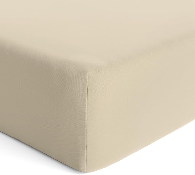 Makemake Organics GOTS Certified Organic Cotton Fitted Crib Sheet Soft Breathable (28"x52", Oat)