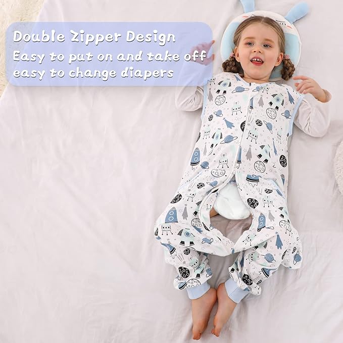 WONDAY Toddler Sleep Sack with Feet, 0.5 Tog Sleeping Sacks for Walking with Legs 2T 3T