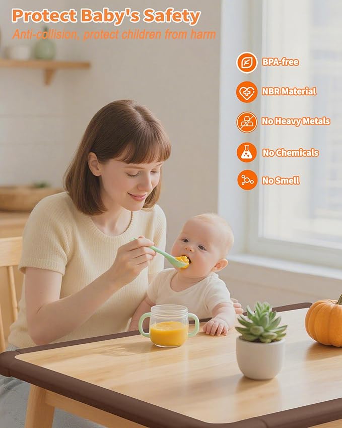 Edge Corner Protector Baby Proofing, 6.56FT 0.6'' Thicken L-Shape Furniture Fireplace Safety Bumper Guard with 6 Corners, Pre-Taped, Soft NBR Rubber Foam, Table Edge Protector for Baby (Coffee)