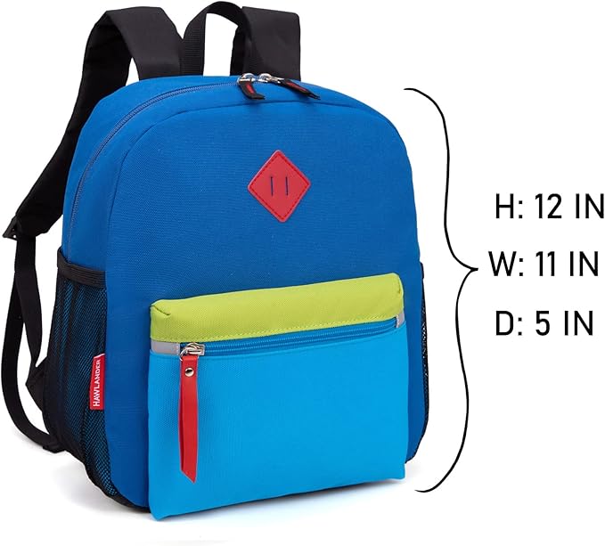 HawLander Little Kids Backpack for Boys or Girls, Toddler School Bag Fits 3 to 6 years old, Blue 02, 12 Inch