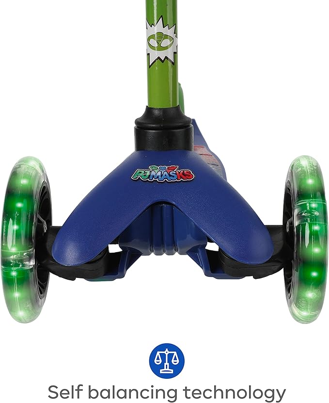 Self Balancing Kick Scooter with Light Up Wheels, Extra Wide Deck, 3 Wheel Platform, Foot Activated Brake, 75 lbs Limit, Kids & Toddlers Girls or Boys, for Ages 3 and Up
