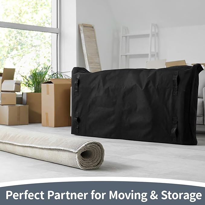 2 Pcs Oxford Cloth Waterproof Crib Mattress Storage Bag with Zipper and 8 Reinforced Handles Heavy Duty Reusable Crib Mattress Cover for Storage, 52.5 x 28 x 6.5 Inches (Black)