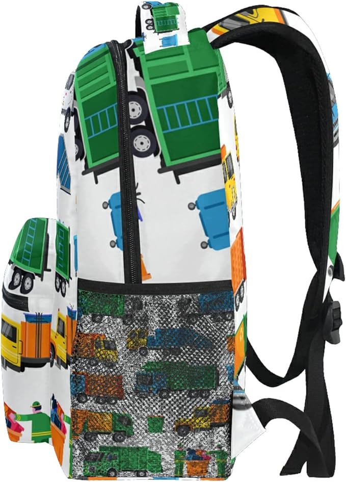 Garbage Trucks Backpack Travel Laptop Backpack Daypacks, Trash Trucks College School Computer Bag Bookbag for Women & Men Outdoor Camping&Fits Up to 14-inch Notebook