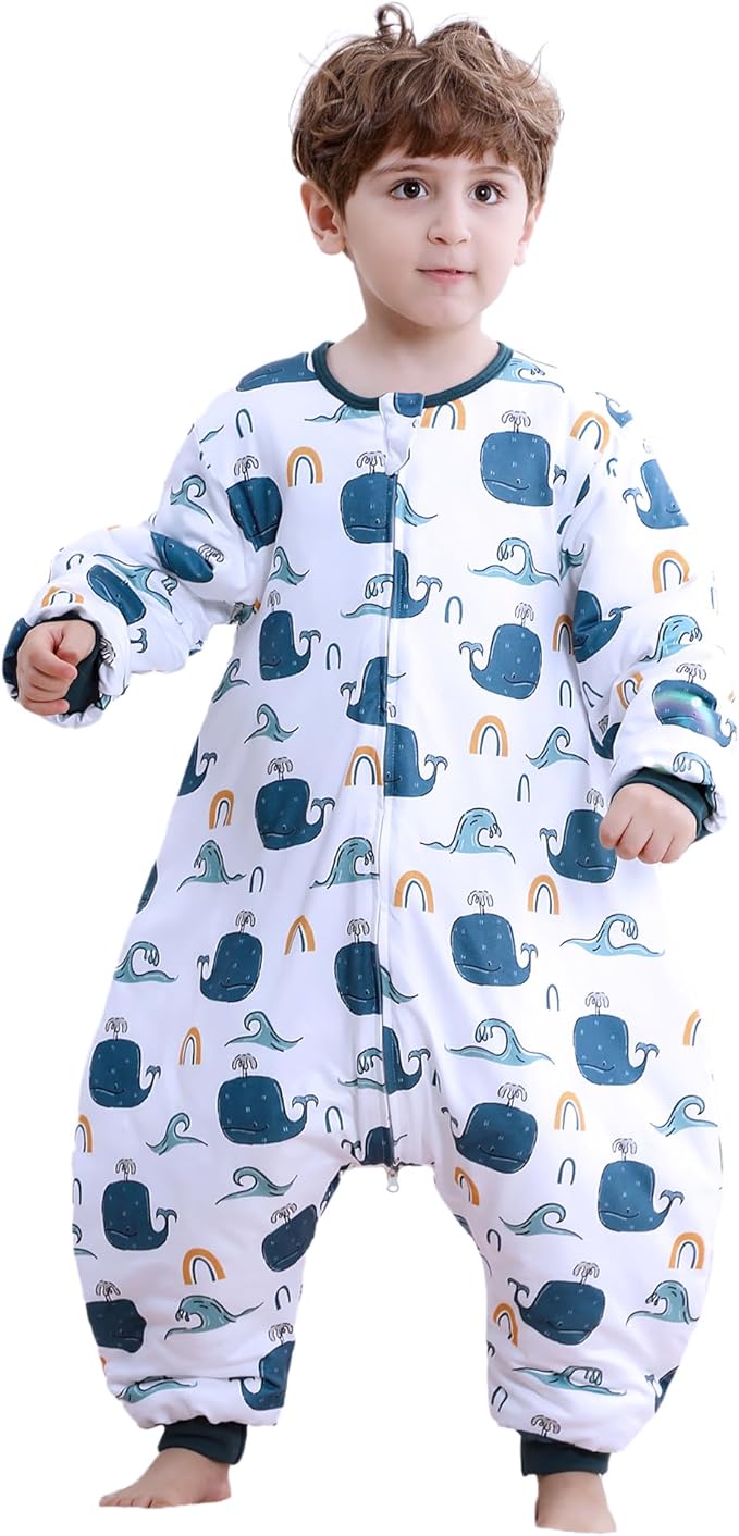 Toddler Sleep Sacks 2.5 TOG Winter Long Sleeve Sleep Sack with Legs 2-Way Zipper Baby Wearable Blanket