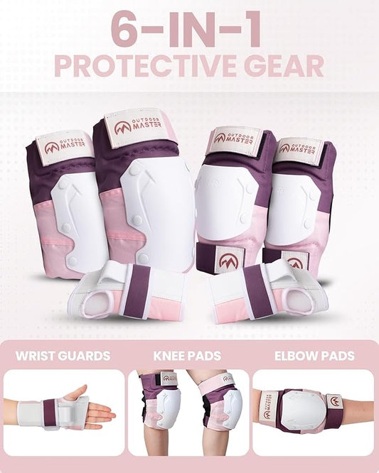 OutdoorMaster Knee Pads for Skating Knee and Elbow Pads for Adult &Youth - Skateboard Protective Gear with Wrist Guards 3 in 1 Saver Series for Skate