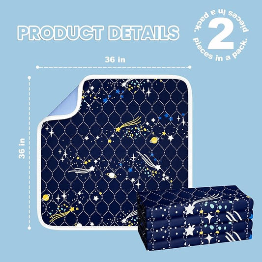 Bed Wetting Pads for Kids & Toddlers, 36"x36" 5 Layer Waterproof Washable Pee Pads, Potty Training Mattress Protector, Absorbent Chuck Pads Non Slip for Bedwetting Kids, Hospitals, Pet (Blue,2Pcs)