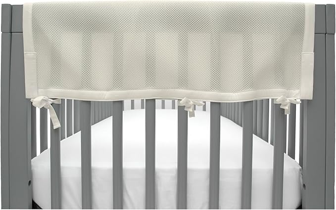 BreathableBaby Breathable Mesh Crib RailGuard Teething Cover, Ecru, 27” Short Panel (2-Pack)