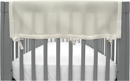 BreathableBaby Breathable Mesh Crib RailGuard Teething Cover, Ecru, 27” Short Panel (2-Pack)