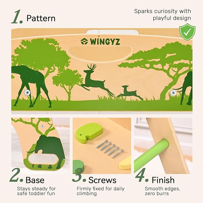 wingyz 8-in-1 Pikler Triangle Set with Cushion-Foldable Baby Climbing Toys with Arch, Ramp & Ladder | Montessori Toddler Climber Indoor Jungle Gym for 1-3 Year Olds (Green)