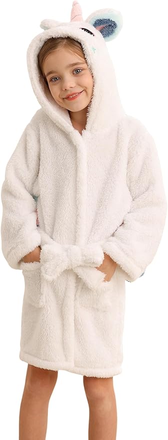 DELEY Girl's Robe Baby Boys Hoodie Robes Toddler Bathrobes for Kids Pajamas Sleepwear