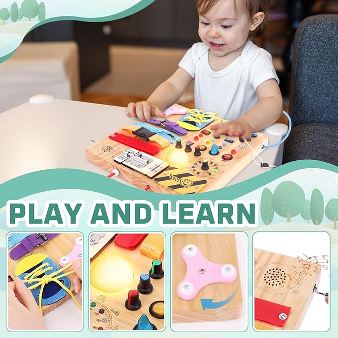 Hoarosall 23 in 1 Busy Board Montessori Toys for Toddler and 1-3 Year Old Boys and Girls
