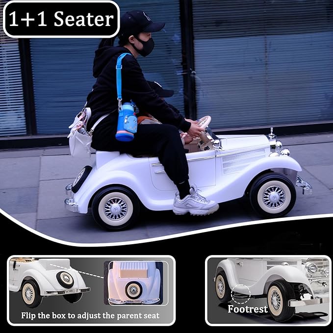 Electric Car for Kids, 24V Ride on Toys Licensed Mercedes Benz, Power Vehicles Wheels Parent-Child Max Load 220Ibs with Parent Remote LED Headlights