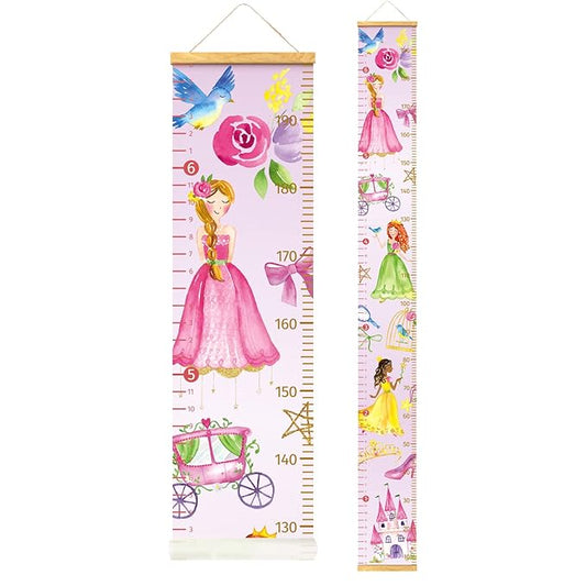 HomeEvolution Kids Growth Chart Height Measuring Chart, Princess Canvas Wall Hanging Rulers for Baby Children Girls Bedroom Decor (Princess)