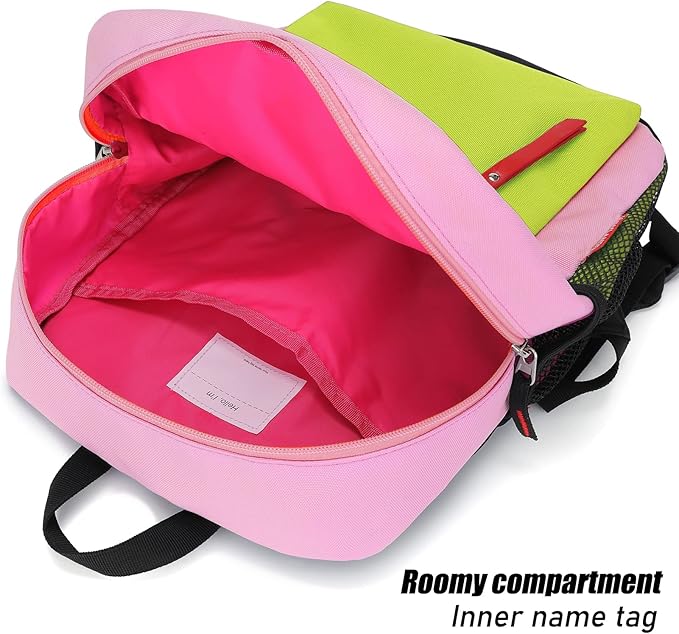 HawLander Little Kids Backpack for Boys or Girls, Toddler School Bag Fits 3 to 6 years old, Pink Yellow, 12 Inch