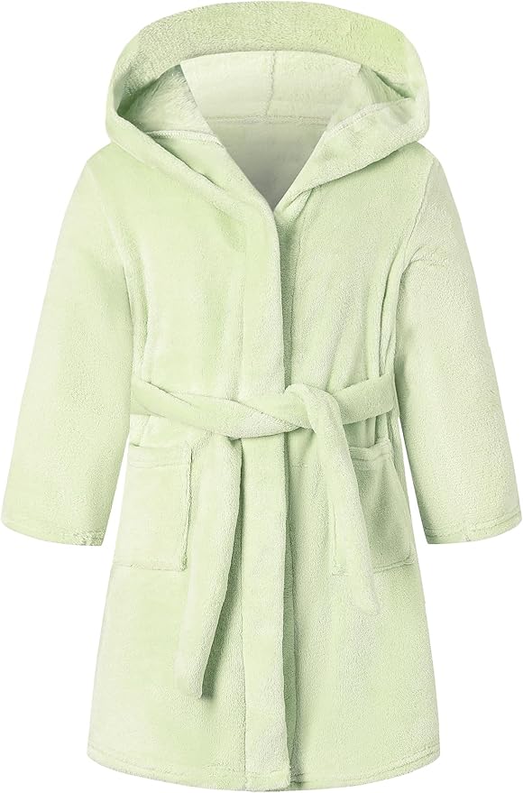 Girls Fleece Hooded Robes, Kids Soft Premium Fuzzy Bathrobe for Gifts, 2-12 Years