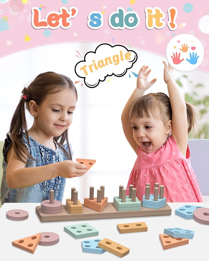 Yetonamr Montessori Toys for 1 2 3 Years Old Boys Girls Birthday Gifts, Wooden Sensory Toys for Ages 2-4 Toddlers Kids Baby, Toddler Stocking Stuffers Learning Toy Activities Puzzles Ages 1-3