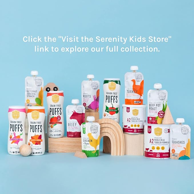 Serenity Kids 6+ Months Carrot Puree Organic Baby Food Pouches - No Added Sugar & Allergen-Free Toddler Food - BPA-Free Baby Snacks - 3.5 Oz, 6 Pack