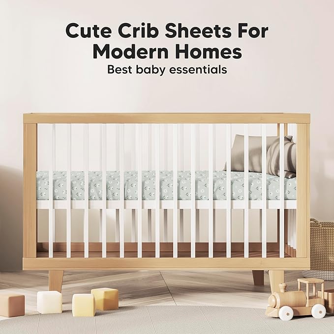 KeaBabies 2-Pack Baby Crib Sheets for Boys, Girls - 52x28 Viscose Derived from Bamboo Toddler Bed Sheets Neutral, Fitted Crib Mattress Cover for Standard Baby Bedding, Soft & Cozy (Daisies)