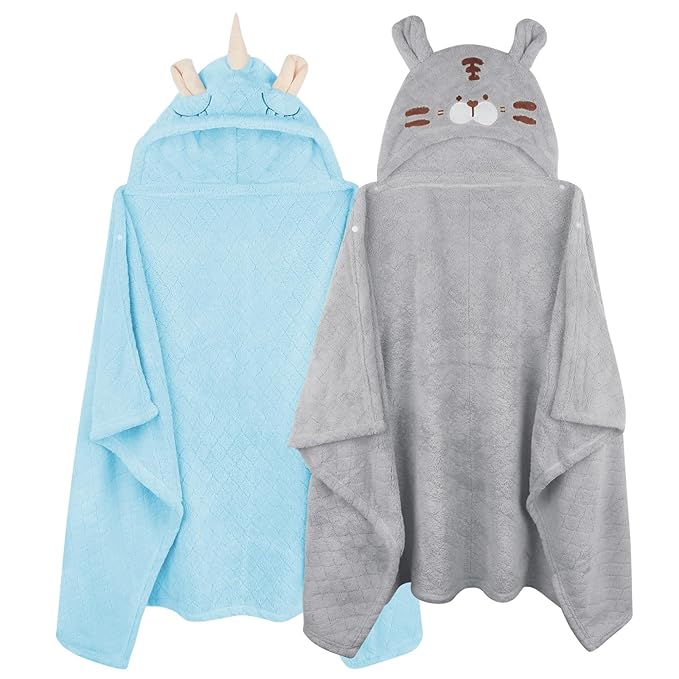 Toddler Hooded Towel Kids Bath Towels Baby Bath Towels for Boy Girl 0-5 Years, 2-Pack Soft & Absorbent Toddler Bath Towel Baby Hooded Bath Towels for Babies, Thick Large 50''x32'' Hooded Baby Towels