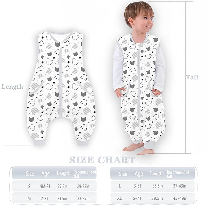 Toddler Sleep Sacks Sleep Sack 3T 4T 5T with legs Cozy comfy Baby Warable Blanket with 2-Way Zipper