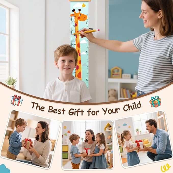 Personalized Flowers Animals Growth Chart for Wall Kids, Name Height Chart for Kids, for Nursery & Bedroom, Baby Shower Gift (59" x 7.8")