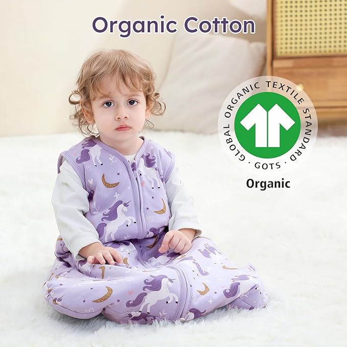Yoofoss Baby Sleep Sack 18-24 Months, TOG 2.5 Baby Wearable Blanket with 2-Way Zipper, 100% Organic Cotton Fabric Winter Newborn Sleeping Sack, Warm Soft Comfy
