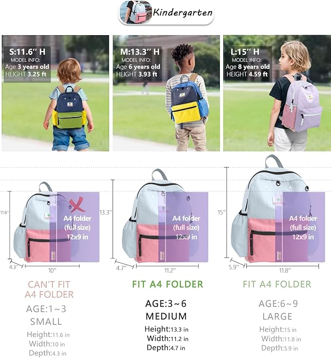 atgark Kids Backpack, 1.0L, Cotton Candy, Kindergarten Elementary School, Lightweight, Soft Shell, Zipper, Unisex, Little Kid, Nylon, 13"H Fit A4 Folder, Adjustable Straps